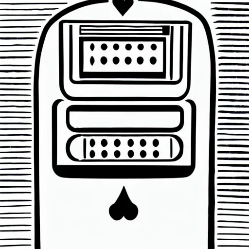 Image similar to book illustration of a slot machine, book illustration, monochromatic, white background, black and white image