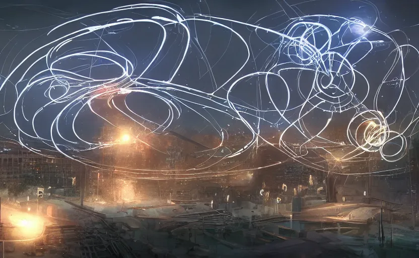 Image similar to pepople and a spiral - shaped white luminous attractor is floating in soviet city, concept art, art for the game, professional lighting, art