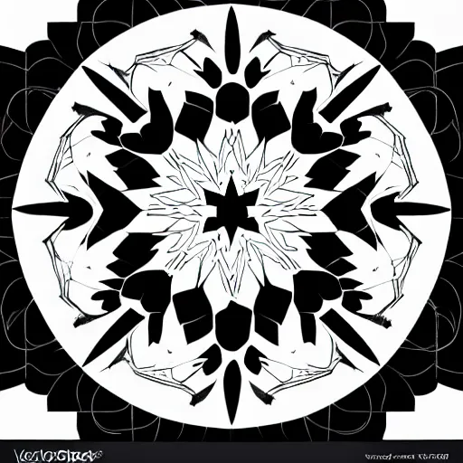 Image similar to geometric, snowflake black and white line art