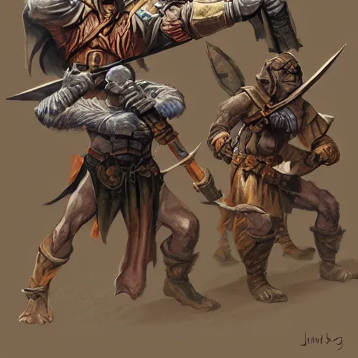 Prompt: DnD dwarves in gladitorial duel. Concept art by james gurney. Dark sun.