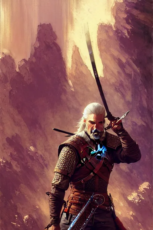 Image similar to geralt of rivia, painting by gaston bussiere, craig mullins, greg rutkowski, yoji shinkawa