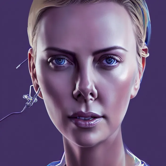 Image similar to portrait of charlize theron as a nurse. intricate abstract. intricate artwork. by tooth wu, wlop, beeple, dan mumford. octane render, trending on artstation, greg rutkowski very coherent symmetrical artwork. cinematic, hyper realism, high detail, octane render, 8 k, iridescent accents