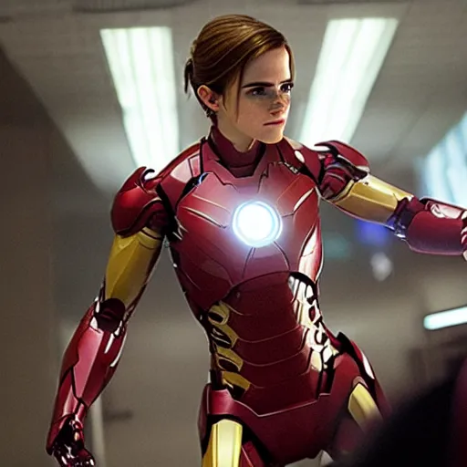 Image similar to a still of emma watson in iron man