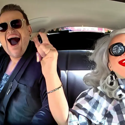 Image similar to lady gaga and judy garland carpool karaoke