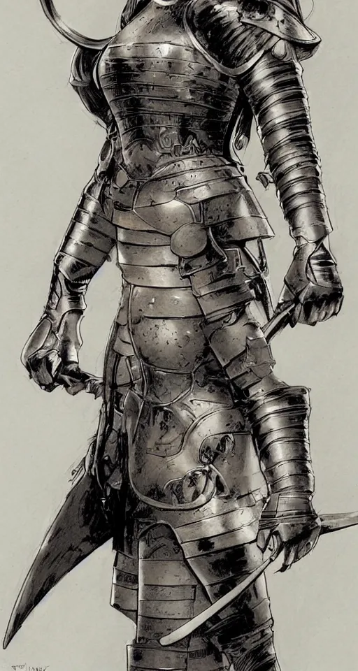 Image similar to a beautiful portrait of a female knight in armor in Travis Charest style