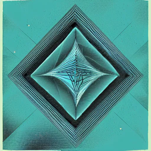 Image similar to geometry drawings with glitch effect medium shot of mysterious object digital illustration by tim doyle