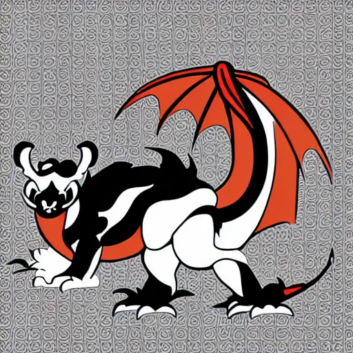 Image similar to vector art of welsh dragon and panda mixed, intercrossed, chimera, adobe illustrator