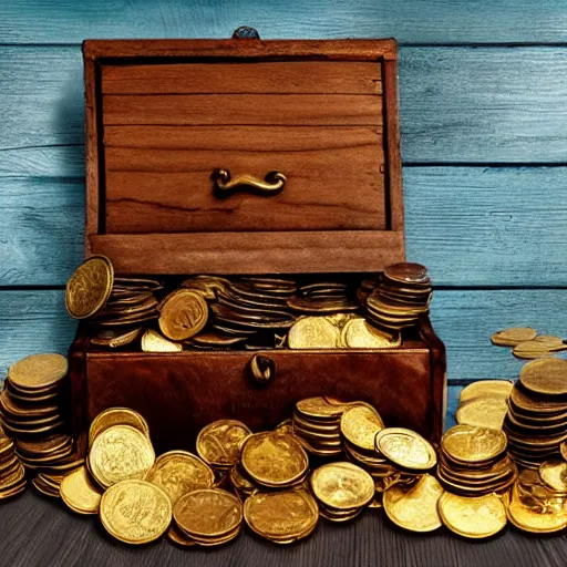 Image similar to a treasure chest full of gold coins and gems