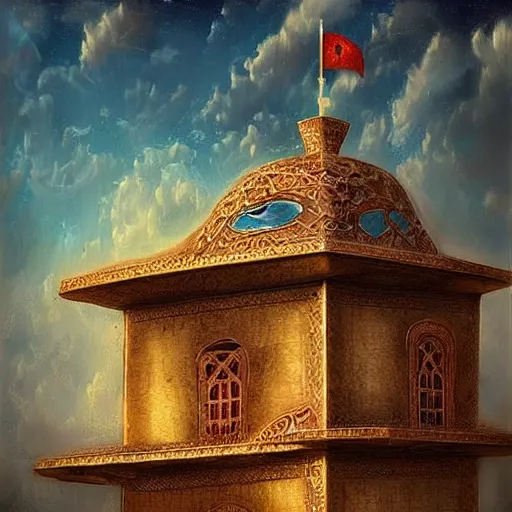 Image similar to a ottoman structure in the sky, fantasy art, intricate