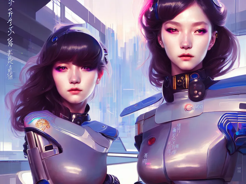 Image similar to portrait futuristic police girl, at future neon light tokyo rooftop, ssci - fi and fantasy, intricate and very very beautiful and elegant, highly detailed, digital painting, artstation, concept art, smooth and sharp focus, illustration, art by tan zi and ayanamikodon and alphonse mucha and wlop