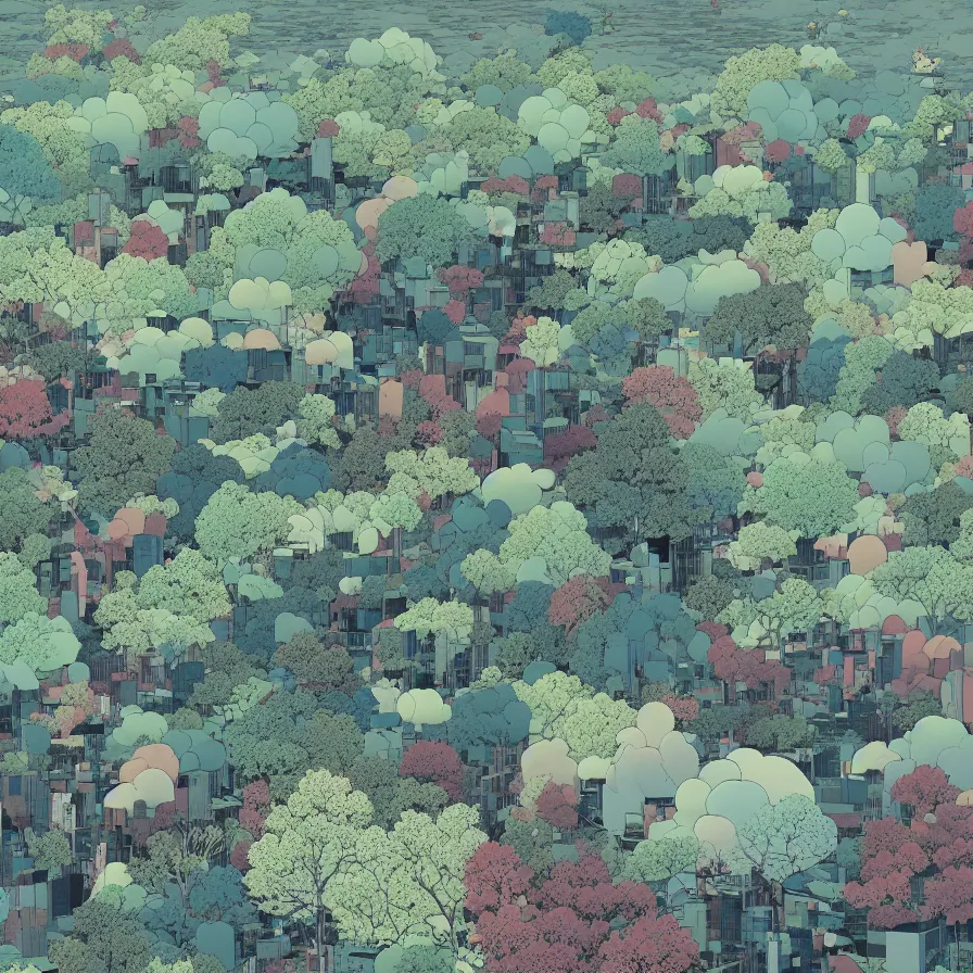 Image similar to a landscape by inio asano, beeple and james jean, chiho aoshima color scheme