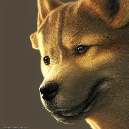 Image similar to realistic anthropomorphic shiba inu, in daedric armor, stuning 3 d render, masterpiece, glowing aura, by donato giancola and greg rutkowski and wayne barlow and zdzisław beksinski, realistic face, visible face, digital art