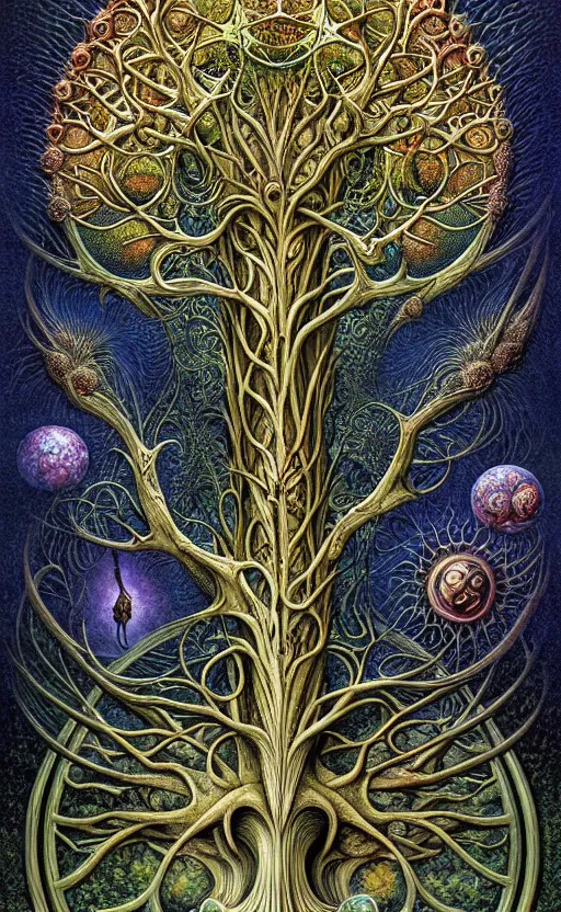 Image similar to tree of life by roger dean and andrew ferez, art forms of nature by ernst haeckel, divine chaos engine, symbolist, visionary, art nouveau, botanical fractal structures, organic, detailed, realistic, surreality