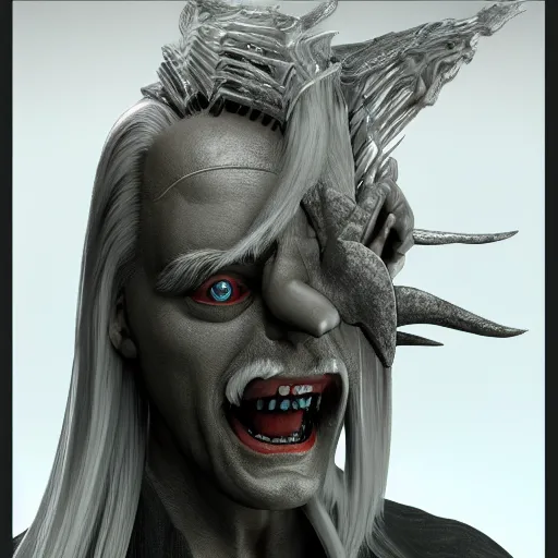 Image similar to sephiroth as mario, a computer rendering by h. r. giger, trending on zbrush central, neoplasticism, zbrush, reimagined by industrial light and magic, # vfxfriday