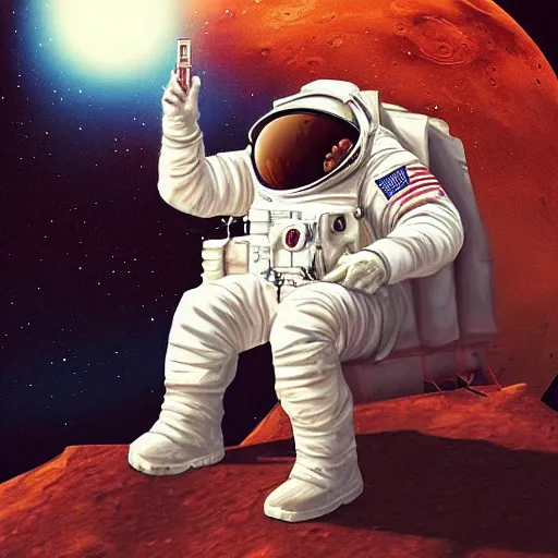 Prompt: redneck astronaut smoking a cigarette on mars detailed, cinematic photo, artstation