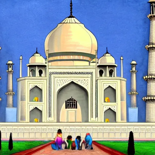 Image similar to the majestic taj mahal at the heart of the city, trending on pixiv