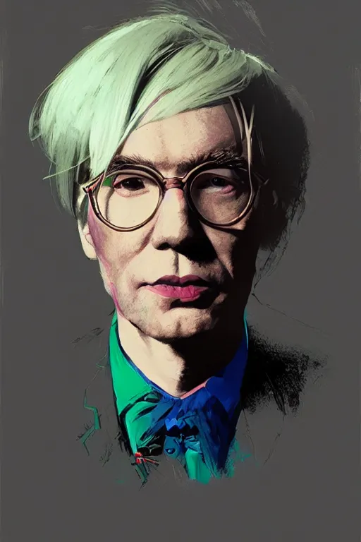 Image similar to colorful portrait of andy warhol, intricate, elegant, highly detailed, digital painting, artstation, sharp focus, illustration, art by wlop, mars ravelo and greg rutkowski