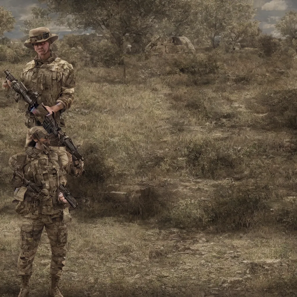 Camouflaged Military Sniper Waits Silently Thick Forest Terrain Rendering  Stock Photo by ©digitalstorm 380736146