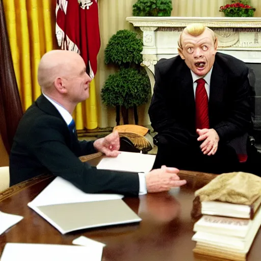 Image similar to president gollum giving a speech in the oval office