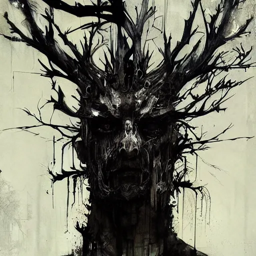 Image similar to leshen by emil melmoth zdzislaw belsinki craig mullins yoji shinkawa realistic render ominous detailed photo atmospheric by jeremy mann francis bacon and agnes cecile ink drips paint smears digital glitches glitchart