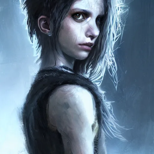 Image similar to teenage grunge punk rock, character headshot concept art, sharp, digital matte painting, art by luis royo, greg rutkowski, wlop, dramatic lighting, trending on artstation