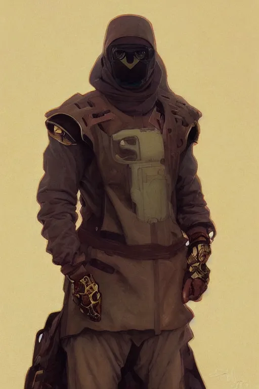 Image similar to a full body portrait oil painting illustration of an arabic man by justin sweet and greg rutkowski and alphonse mucha with face and body clearly visible, techwear, futuristic, cyberpunk, artstation trending, high quality, sombre mood, artstation trending, abstract colours, no crop, entire character!,