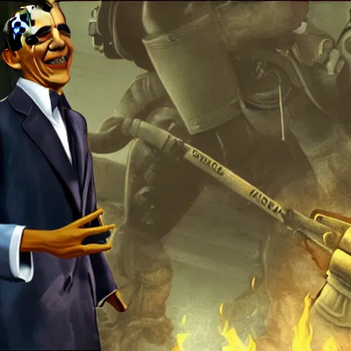 Image similar to barack obama in bioshock