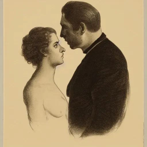 Image similar to portrait of a man in profile, woman