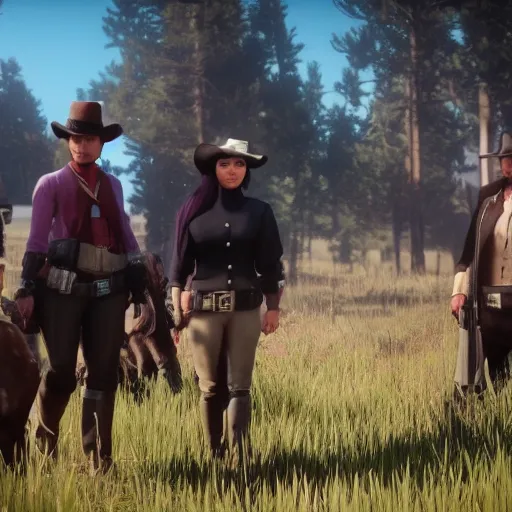 Prompt: Film still of Team Rocket, from Red Dead Redemption 2 (2018 video game)