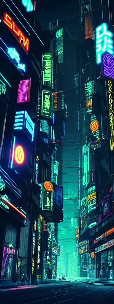 Prompt: A magnificent dark neon futuristic cyberpunk city bustling street at night made in cinema4d, cinematic