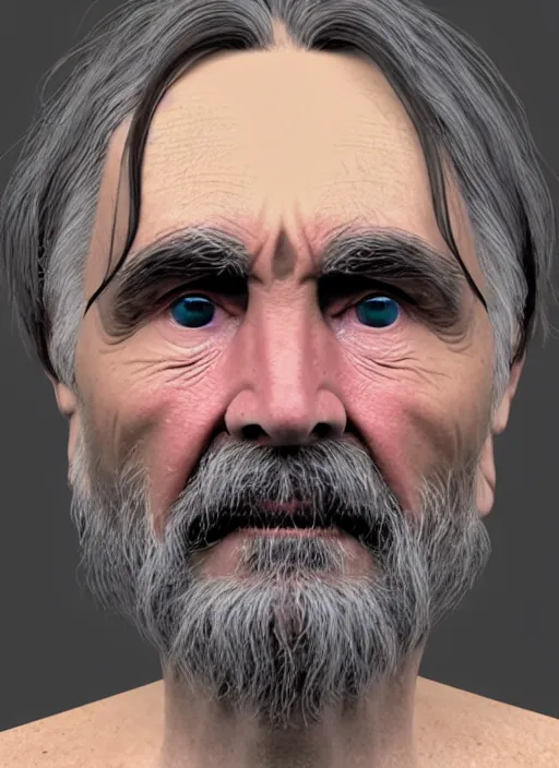 Prompt: 3 d render by alex grey depicting charles manson wearing a corn costume, 8 k, blender, wayne thiebaud brushstrokes