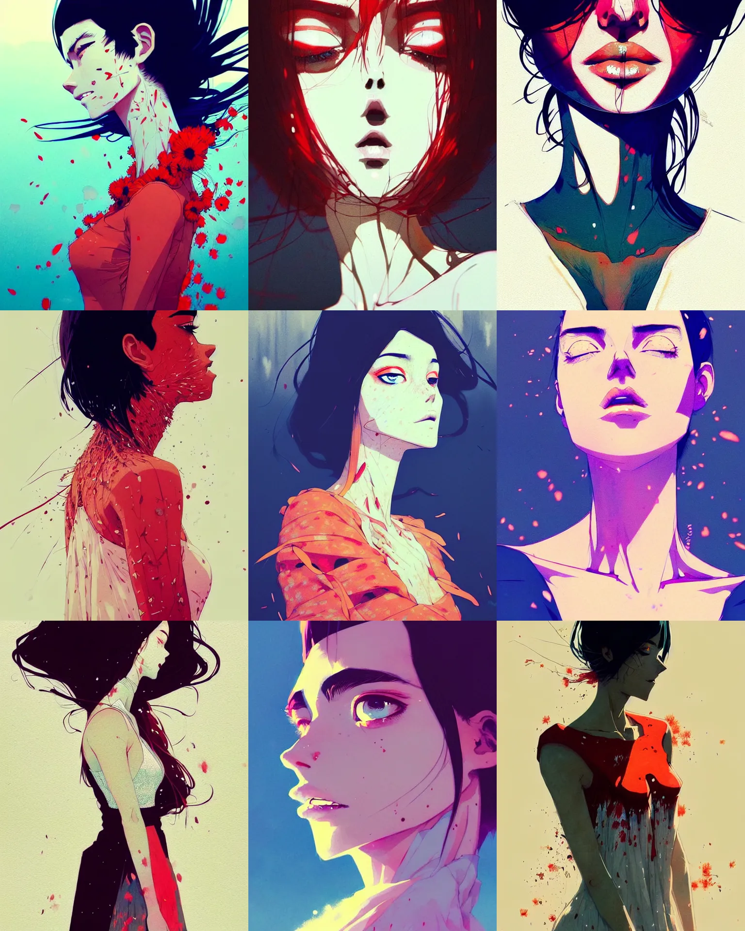 Image similar to close up, captivating, memorable, a ultradetailed beautiful photo of a unique woman wearing a cotton dress standing too too too close, staring at you by conrad roset, greg rutkowski and makoto shinkai trending on artstation