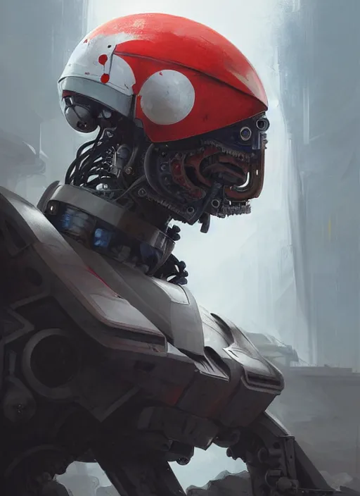 Prompt: a portrait of epic mechanical futuristic war robotic racing helmet with indonesian flag highly detailed, digital painting, concept art, smooth, sharp focus, illustration, art by greg rutkowski