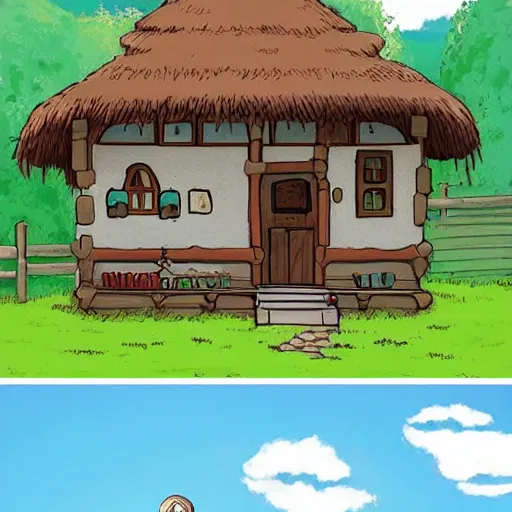 Image similar to cozy cottage in the style of Studio Ghibli
