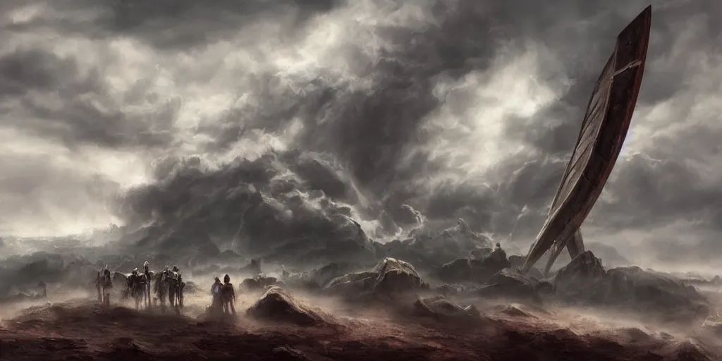 Image similar to the entry into Valhalla, cinematic, 4k ,35mm, photorealism, clouds, painting