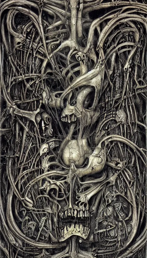 Image similar to life and death mixing together, by hr giger