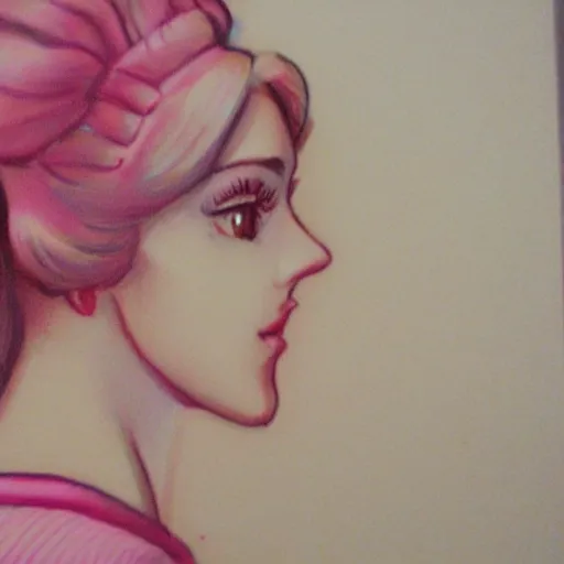 Prompt: beautiful pink little girl, profile picture, vintage fashion, highly detailed, reflection, realistic artwork, hd, inspired by jojo bizarre adventure