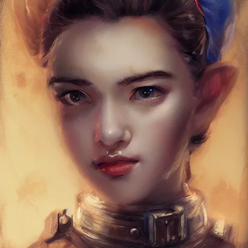 Image similar to portrait of princess peach, colourised, face portrait, epic, tragic, military art, fantasy, dieselpunk, hd shot, digital portrait, beautiful, artstation, comic style, by artgerm, guy denning, jakub rozalski, magali villeneuve and charlie bowater