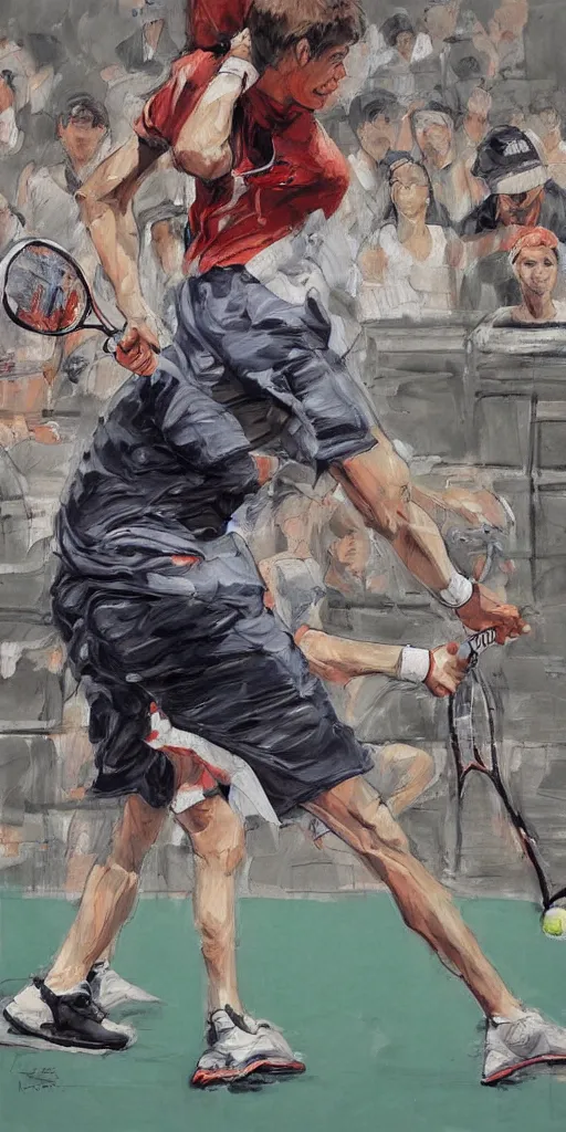 Prompt: oil painting scene from tennis by kim jung gi