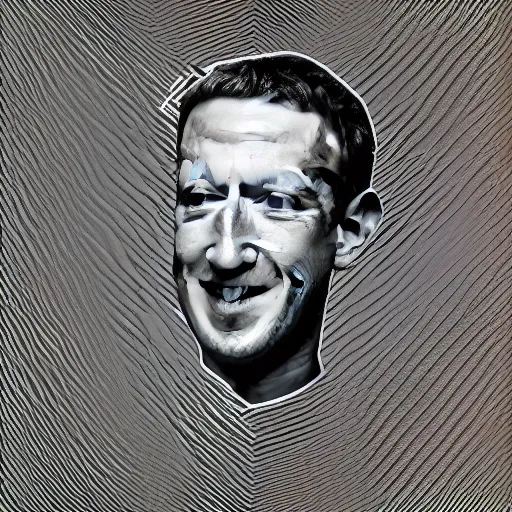 Image similar to seamless looping design of disembodied mark zuckerberg's head on striped white and black background