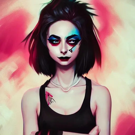 Image similar to a portrait of a beautiful willa holland as a punk, art by lois van baarle and loish and ross tran and rossdraws and sam yang and samdoesarts and artgerm, digital art, highly detailed, intricate, sharp focus, trending on artstation hq, deviantart, unreal engine 5, 4 k uhd image