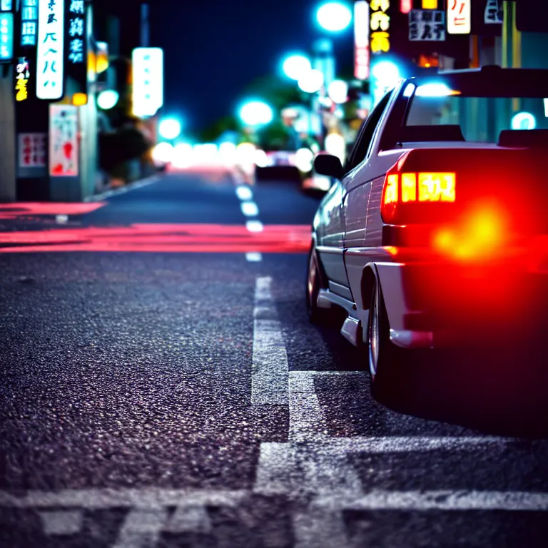 Image similar to close-up-photo JZX90 drift middle of street, sunset kanagawa prefecture, night, cinematic color, photorealistic, highly detailed,