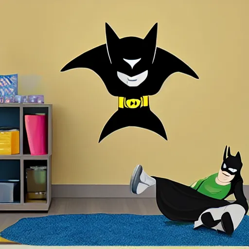 Image similar to die cut sticker of batman breakdancing, dripping paint