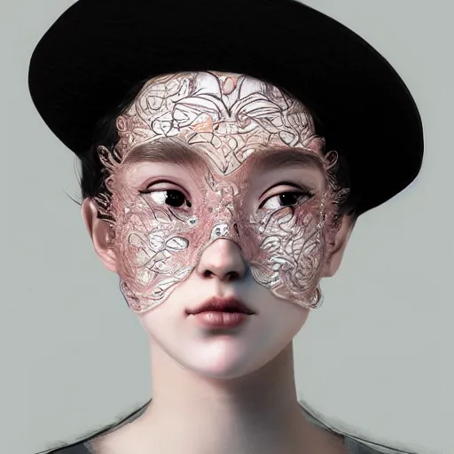 Prompt: A masterpiece portrait of a Incredibly beautiful queer barique renaissance girl holding fish as a baby with detailed stained glass face mask. light cute blush on face. glass fish hat. medium shot, intricate, elegant, highly detailed. trending on artstation, digital art, by Stanley Artgerm Lau, WLOP, Rossdraws, James Jean, Andrei Riabovitchev, Marc Simonetti, Yoshitaka Amano. background by James Jean and Gustav Klimt, light by Julie Bell, 4k, porcelain skin