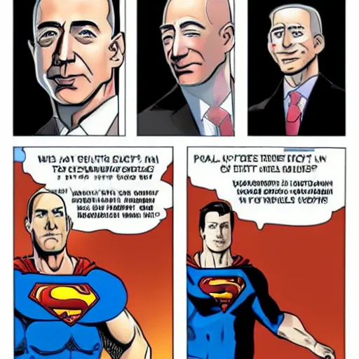 Image similar to Jeff bezos vs Superman