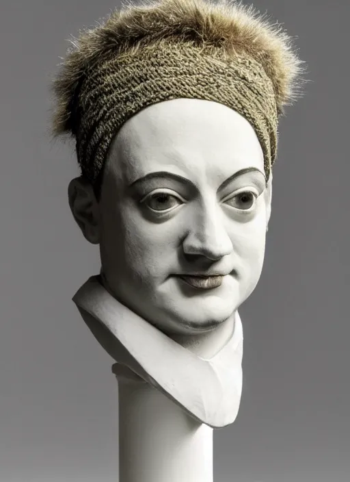 Image similar to stylised bust sculpture of Boy george, beautiful studio lighting