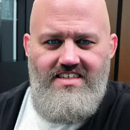 Prompt: bald ethan van sciver with a trimmed grey beard and point nose as an anime character