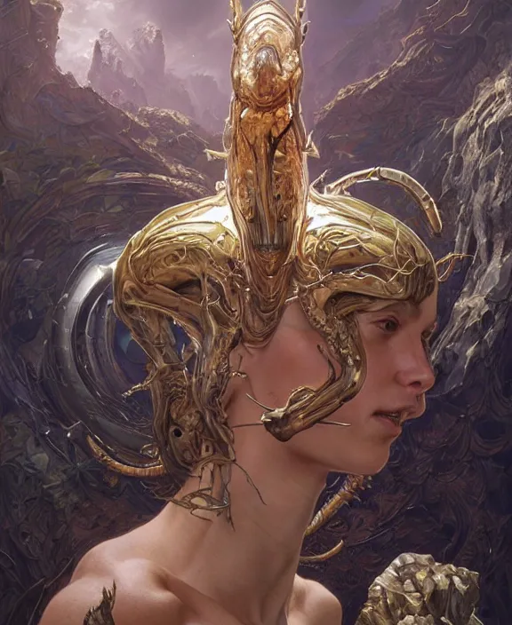 Prompt: portrait of a shining predatory insect alien monster, muscles, rippling, milky way environment, ultra realistic, concept art, intricate details, eerie, highly detailed, photorealistic, octane render, 8 k, unreal engine. art by artgerm and greg rutkowski and alphonse mucha