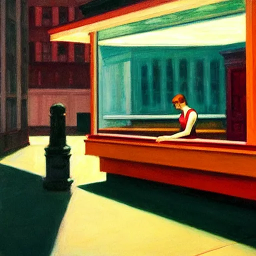 Image similar to guilt, in the style of edward hopper