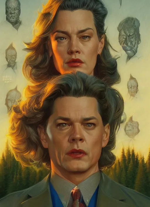 Image similar to twin peaks movie poster art, highly detailed, digital painting, artstation, concept art, smooth, sharp focus, illustration, artgerm, donato giancola, joseph christian leyendecker, wlop